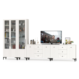 Валенсия 082 два комода-тумбы и сервант три дверки № 123