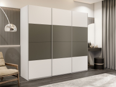 Шкафы-купе 3-х дверные, Шкаф-купе Эста 3-х дверный ДСП/Стекла хаки/Доводчик 240х66х240