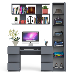 Компьютерный стол МС-2 с верхней полкой и пеналом для вещей Мори