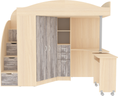 Кровати-чердаки, Кровать чердак Юниор 4, Дуб Молочный