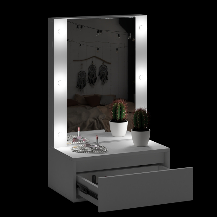 С зеркалом, Стол косметический навесной с подсветкой