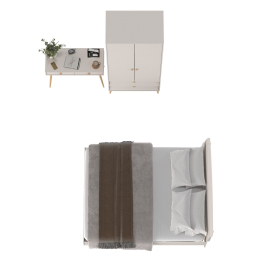 Столик с кроватью на 1600 Афина и шкаф-комодом двухдверным