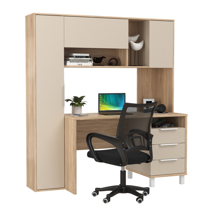 Прямые компьютерные столы, Домашний офис Mobi Комфорт 12.95N с компьютерным креслом 103 чёрного цвета