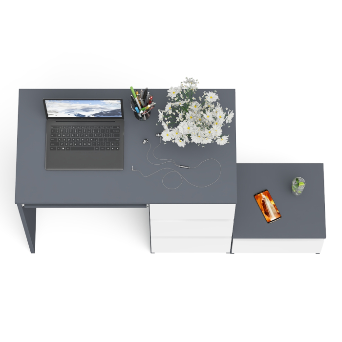 Прямые компьютерные столы, Стол компьютерный Мори МС-6 правое исполнение с тумбочкой 400-1