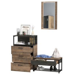 Комод с ящиками и обувница с сиденьем с зеркалом Трувор