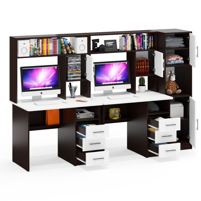 Домашние кабинеты, Стенка из компьютерных столов для двоих человек СК-9