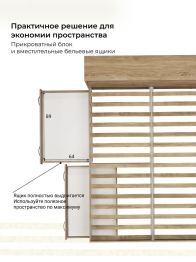 Кровать Виктория XL с прикроватным блоком, ящиками и тумбами 140х200