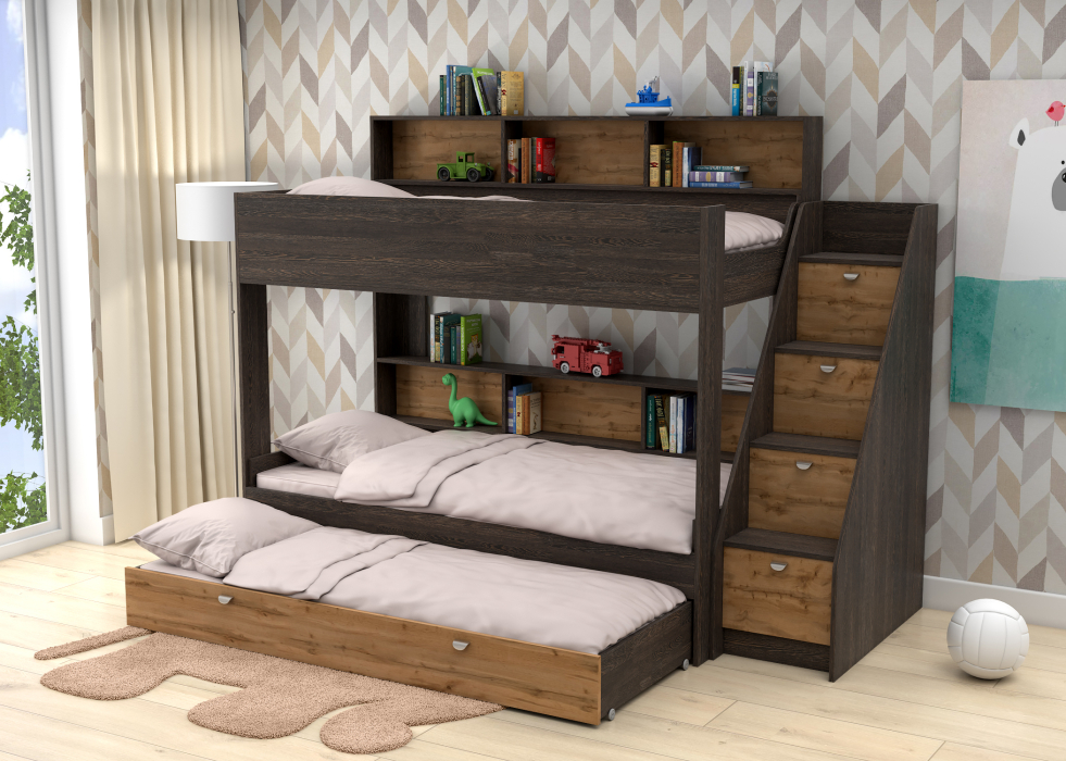 Для подростка, Трехъярусная кровать Golden Kids 10.1 венге