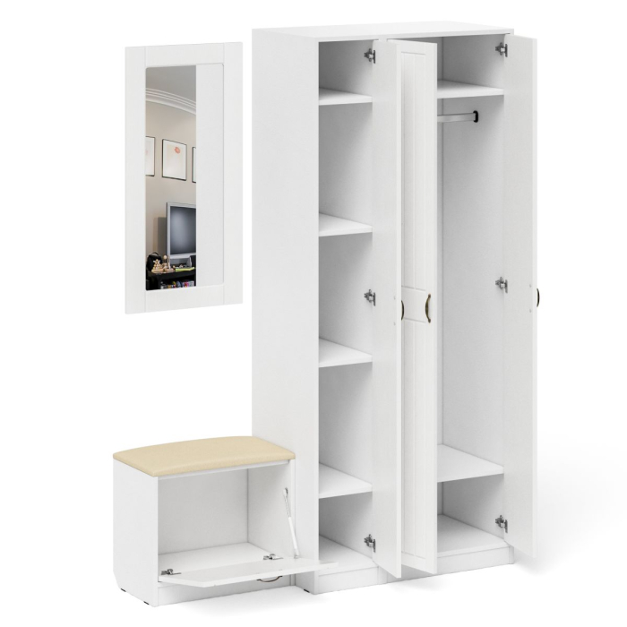 Прихожие, Шкаф с пеналом-500 и обувницей с сиденьем П-6 фрезеровка прованс