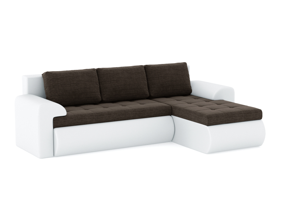 Диваны угловые в гостиную, Диван-кровать угловой Кормак с подлокотниками, рогожка +кож. зам.