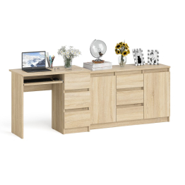 Тумба-комод МК1200 3 ящика и дверки и Мори компьютерный стол МС-6 три ящика справа