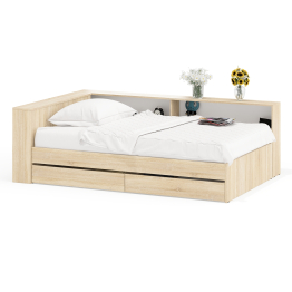 Ксения 1200 кровать с ящиками, ящиком для белья и прикроватным блоком для вещей