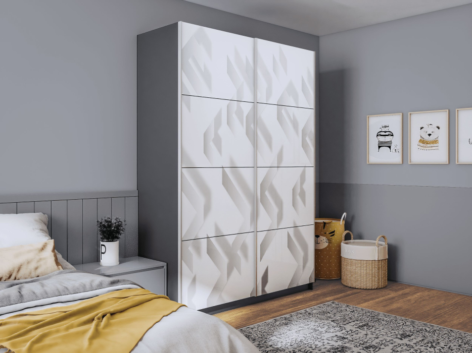 Шкафы-купе 2-х дверные, Шкаф-купе Прайм 2-х дверный Фотопечать Ленты Стекла/Доводчики 160х57х230