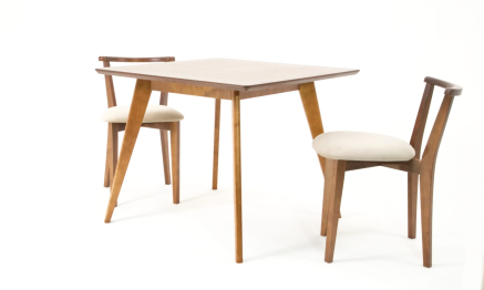Стол Сканди М 100 орех со стульями Франк орех велюр бежевый