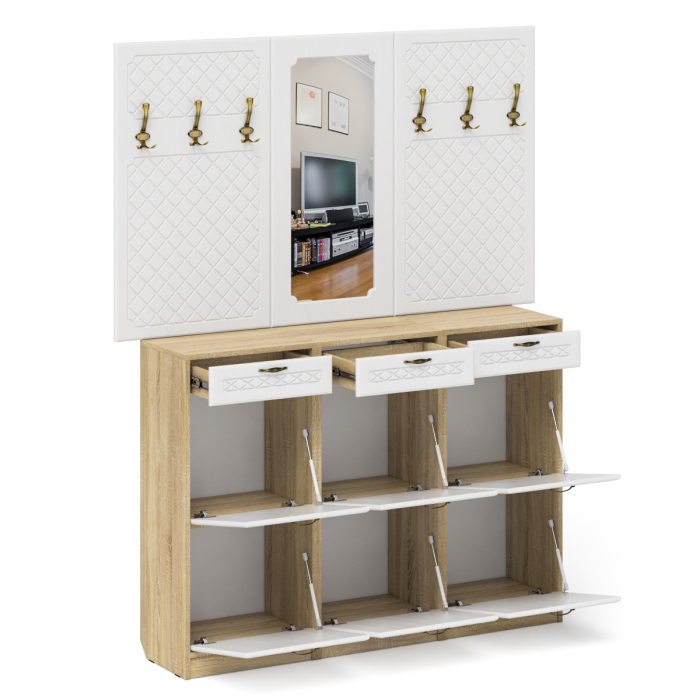 Прихожие, Прихожая П-6 № 6 МДФ фрезеровка ромб