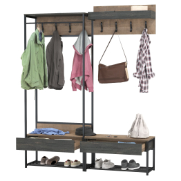 Открытая прихожая с обувницей с сиденьем и вешалкой Трувор