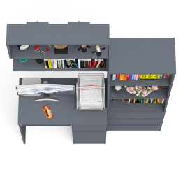 Стол компьютерный Мори МС-1 правый с навесной полкой и стеллаж-комодом 600.3