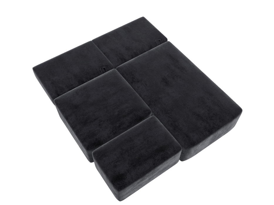 Диваны угловые в гостиную, Диван угловой модульный с пуфом Лига-060 НПБ угол универсальный, велюр TOWER