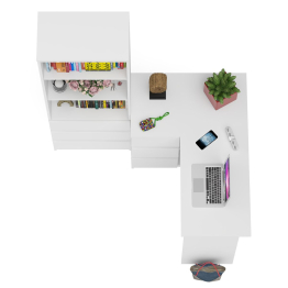 Стеллаж-комод Мори МСТ600 3 ящика и стол угловой компьютерный МС-16 левый