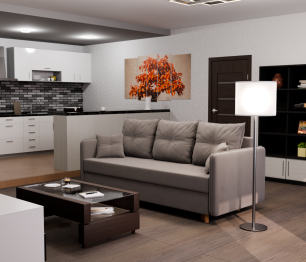 Прямой диван Лотос,НПБ,еврокнижка,велюр