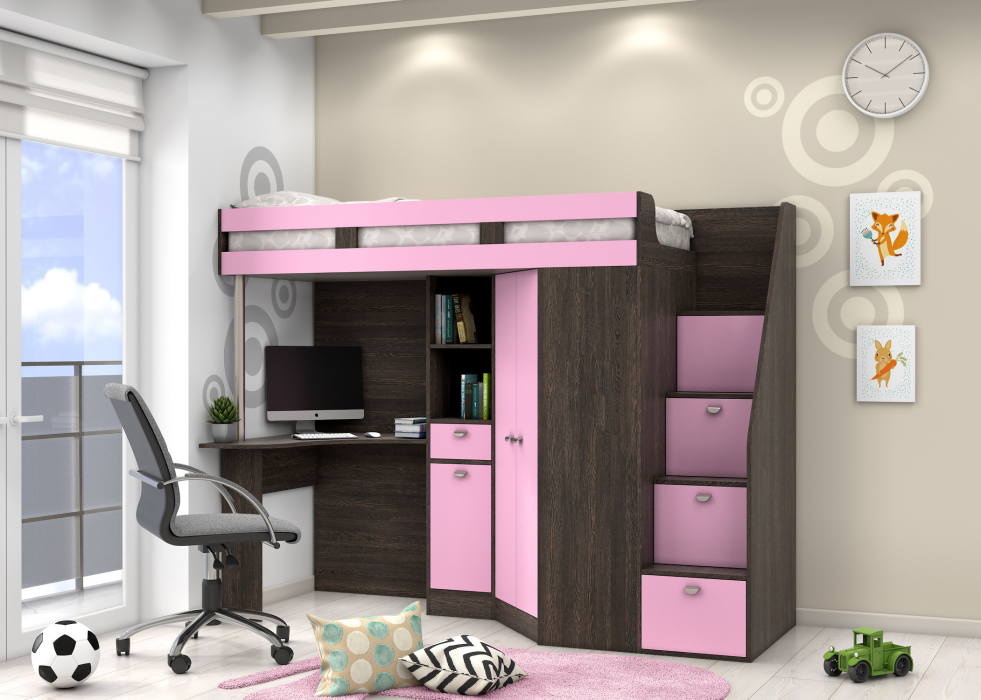 Кровати-чердаки, Кровать чердак  Golden Kids 6 венге