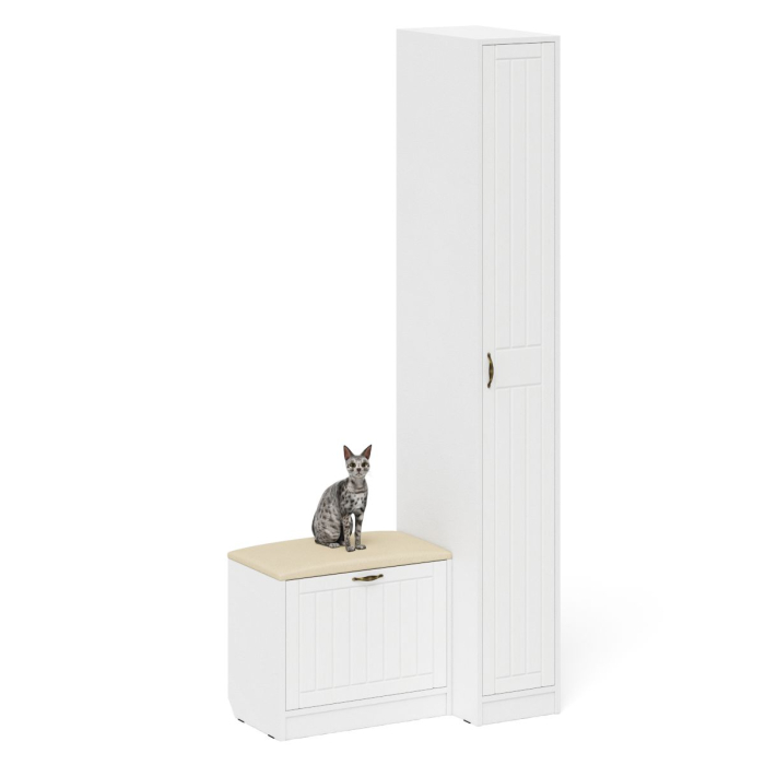 Прихожие, Пенал П-6-500 с обувницей с мягким сиденьем фрезеровка прованс