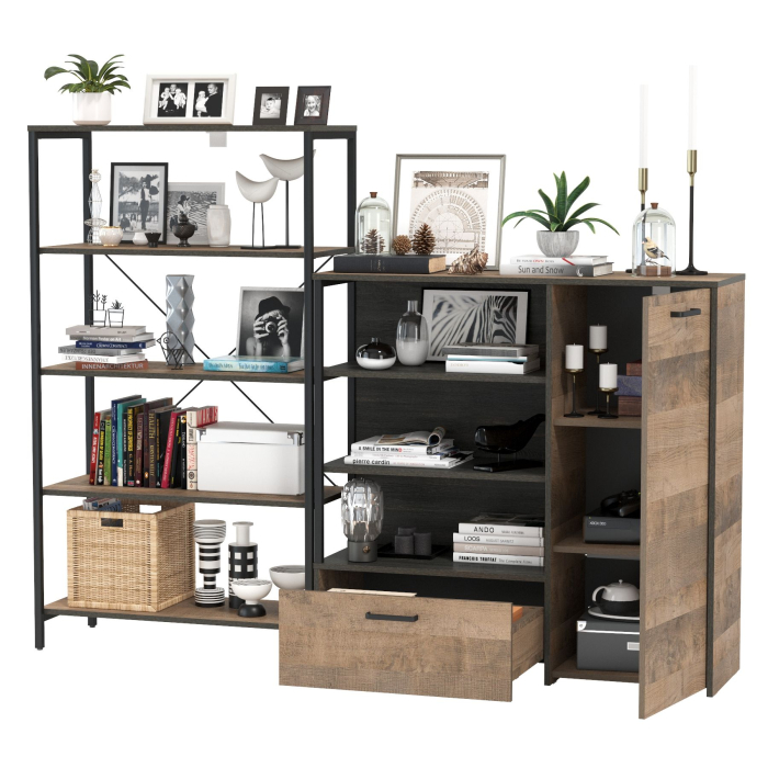 Стенки для гостиной, Стеллаж с полками и комод Трувор