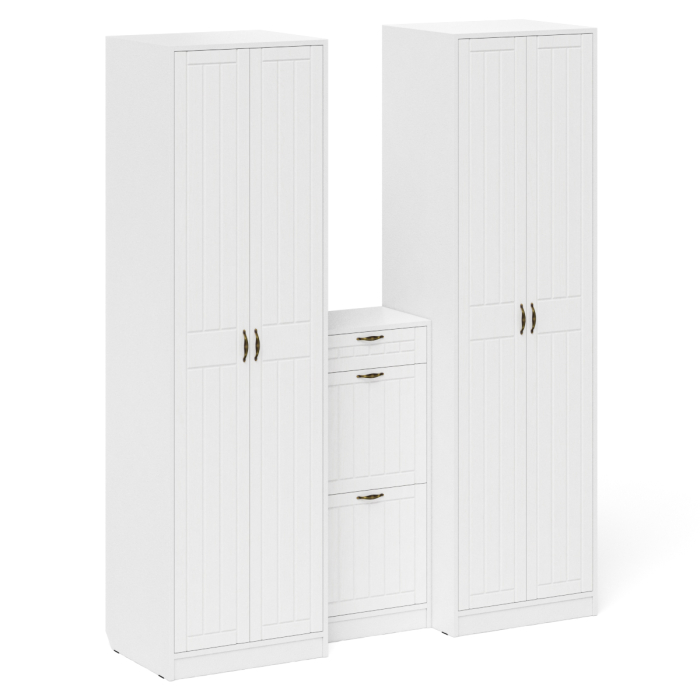 Прихожие, Тумба для обуви две секции и два шкафа в прихожую П-6 № 13 МДФ фрезеровка прованс