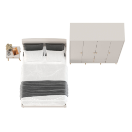 Прикроватная тумбочка Афина с кроватью двуспальной 1400 и шкаф-комод 4-х дверный