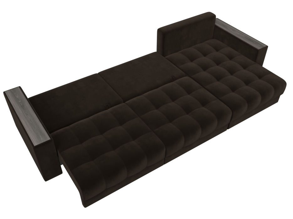 Дизайнерские диваны для гостиной, Диван угловой с декором Лига-049 НПБ Лонг, велюр SEVEN