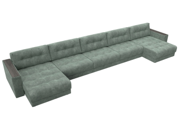 Диван П-образный с декором Лига-049 НПБ Мегалонг, велюр BRUT