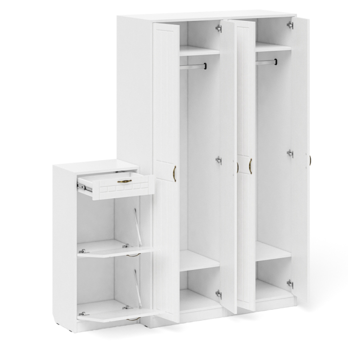 Прихожие, Тумба для обуви две секции и два шкафа в прихожую П-6 № 13 МДФ фрезеровка прованс