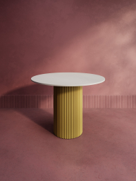 Стол круглый обеденный с золотым металлическим подстольем TRUBIS Wood L 100