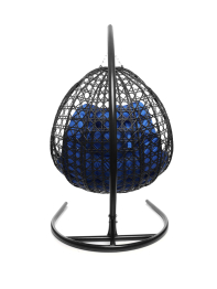 Подвесное кресло ДЛЯ ДВОИХ ЛЮКС с ротангом чёрное