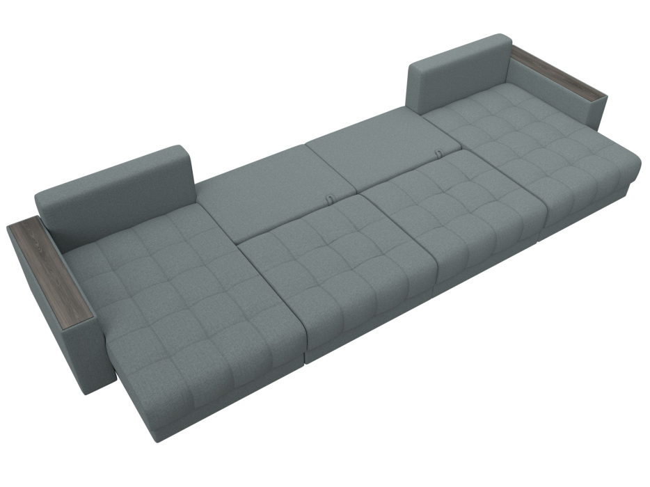 Дизайнерские диваны для гостиной, Диван П-образный с декором Лига-049 НПБ Лонг, рогожка Амур