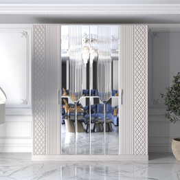 Шкаф распашной 4-х дверный с зеркалом Савелья кашемир