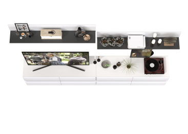 Большая ТВ-тумба Сидней с двумя навесными полочками