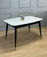 Обеденные столы, Стол Kenner K1200 раздвижной, стекло белое глянец