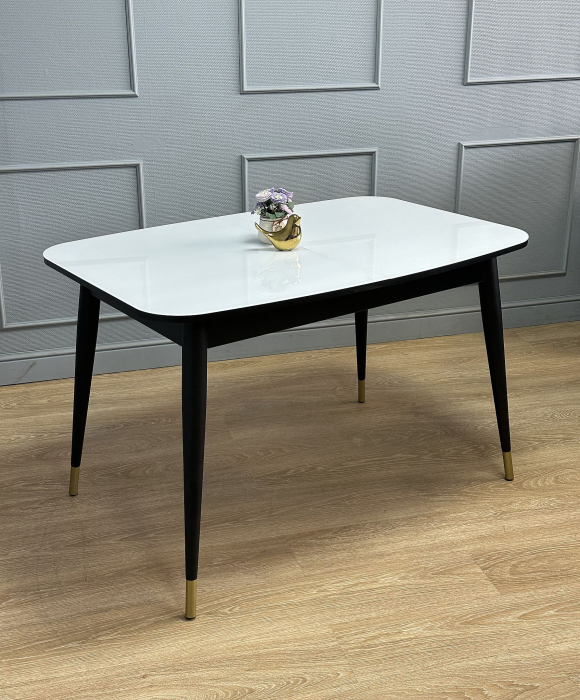 Обеденные столы, Стол Kenner K1200 раздвижной, стекло белое глянец