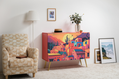 Комод-тумба Кармин 16.230.03, фасады с рисунком Бразильские домики