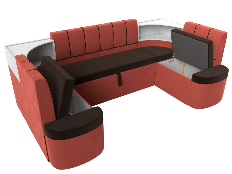Кухонные уголки, Кухонный П-образный диван Тефида, микровельвет