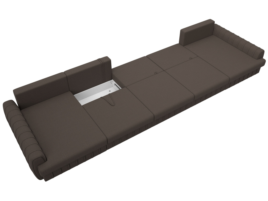 Диваны угловые в гостиную, Диван П-образный Лига-057 НПБ МегаЛонг, рогожка Амур