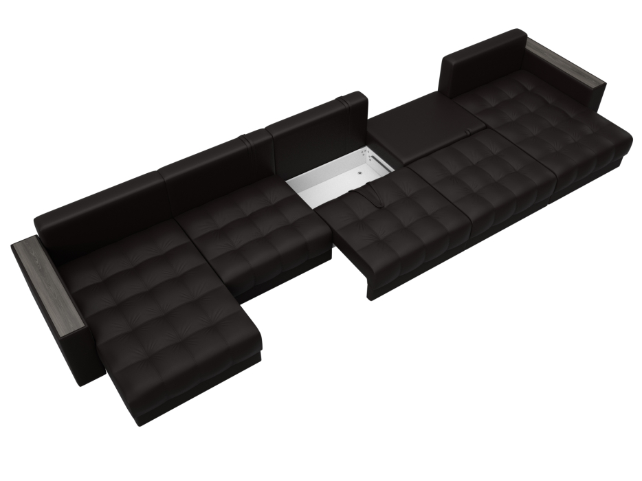 Диваны еврокнижки, Диван П-образный с декором Лига-049 НПБ Мегалонг, экокожа GRIFON