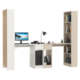 Два письменных стола Лайт 10.01 со шкафом с полками