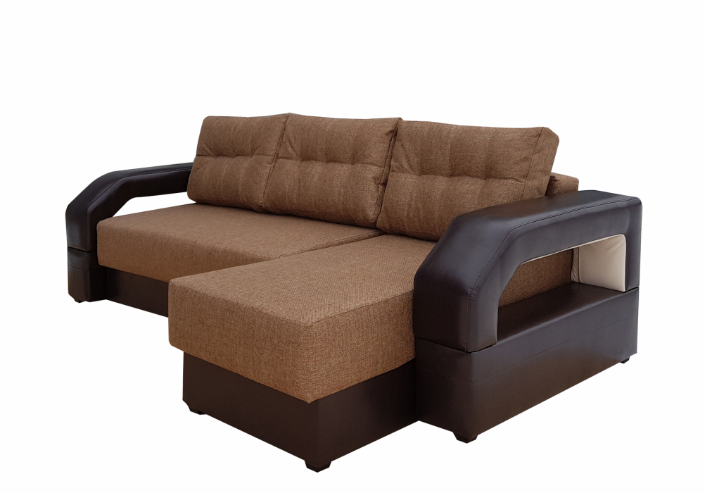 Диваны угловые, Диван угловой Манчестер 160 с подсветкой, правый, рогожка/экокожа