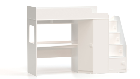 Кровать-чердак с угловым шкафом и столешницей Ridgimmi 11