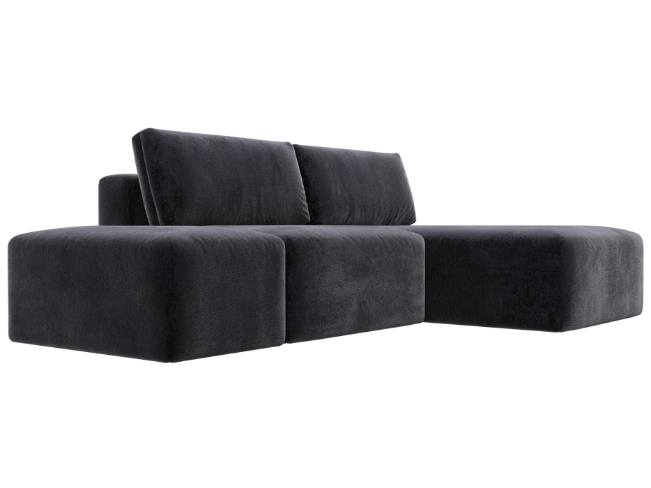 Диваны угловые в гостиную, Диван угловой модульный с пуфом Лига-060 НПБ угол универсальный, велюр TOWER