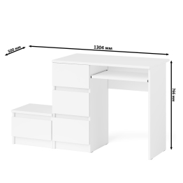 Компьютерный стол три ящика Мори МС-6 левый с тумбой 400
