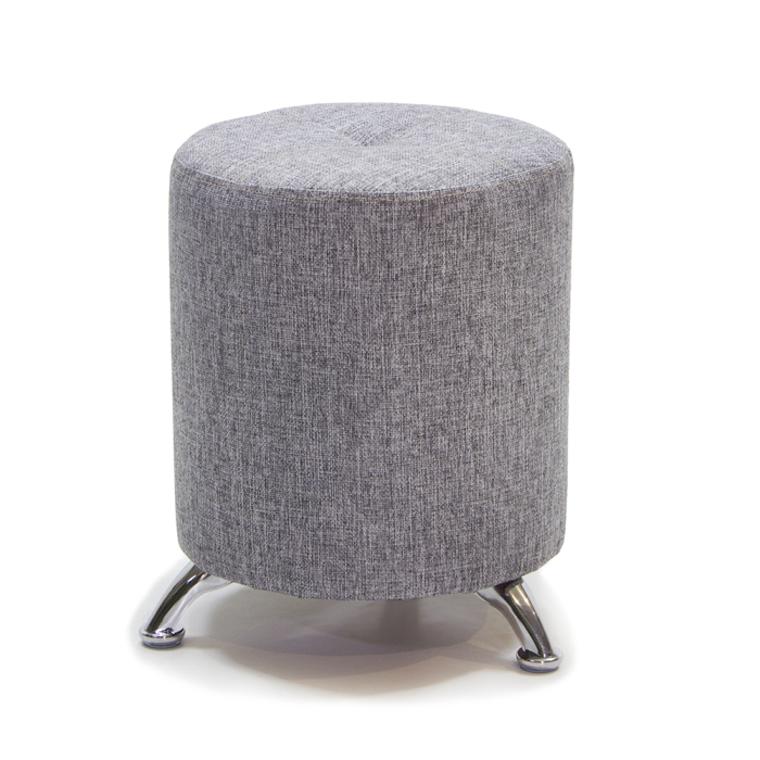 Банкетка в прихожую, Пуф Круглый мини Хром, рогожка