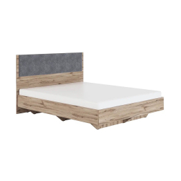 Кровать 1,6 с мягким элементом Николь мод. 1.3, дуб альпийский, серый текстиль